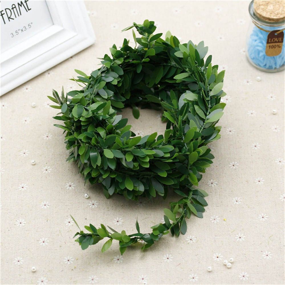 BARRY DIY Flower Vine Home Decoration Green Leaf Wreath Leaves Silk Garland Party Nylon Flower Rattan Iron Wire/Multicolor