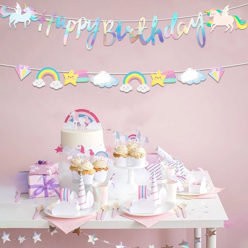 Dây Cờ Treo Trang Trí Tiệc Sinh Nhật Cho Bé Hình Kì Lân