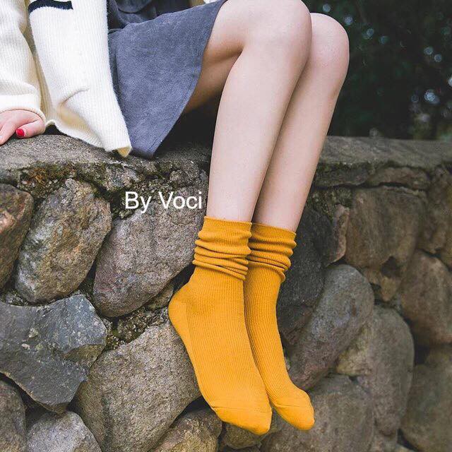 Tất Nhún Hàn Quốc-Tất cổ dài cao cấp Vintage