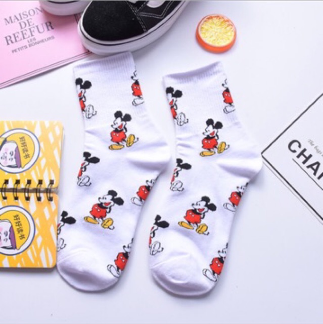 [ MICKEY MOUSE ] Tất Cao Cổ Hàn Quốc - Dễ Mix Đồ - Hoạ Tiết Chuột Mickey Độc Đáo - Tất Unisex Dùng Cho Cả Nam Và Nữ Cute