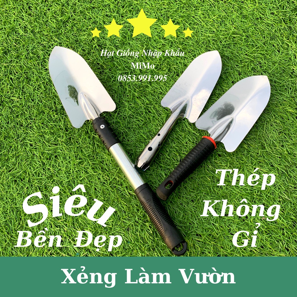 Xẻng làm vườn, dụng cụ trồng cây - Thép không gỉ cao cấp (siêu bền, đẹp, chắc chắn)