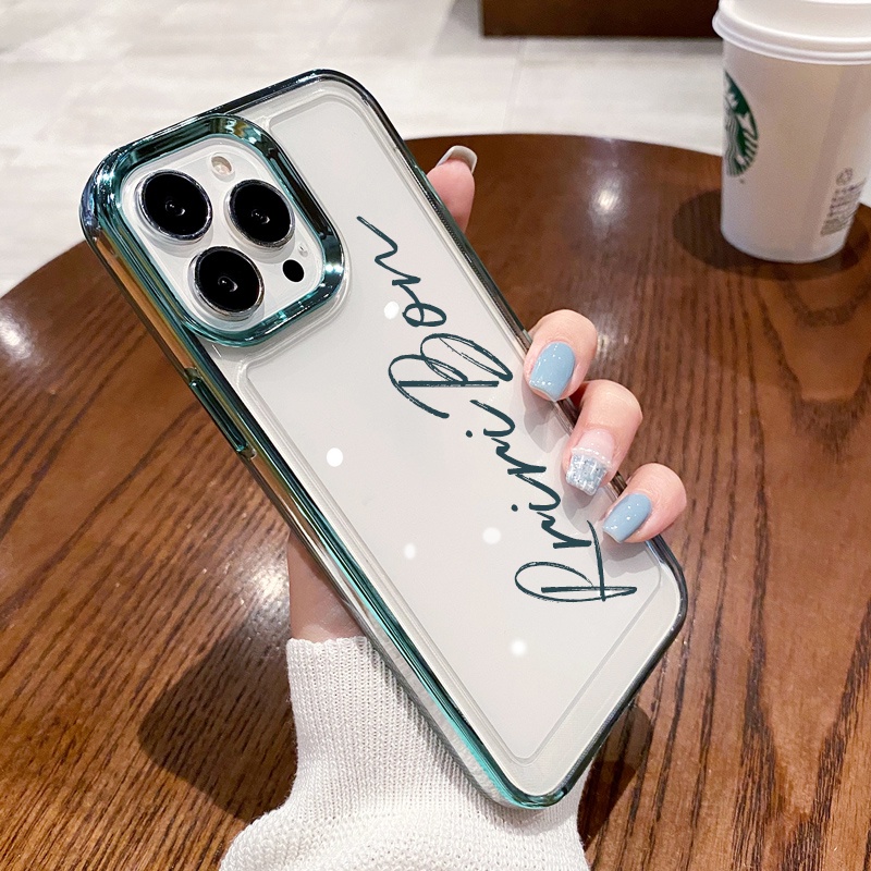 Mới Ốp Điện Thoại TPU Trong Suốt Mạ Điện Chống Sốc In Tên Không Gian Cho iphone 14 13 12 11 pro max plus