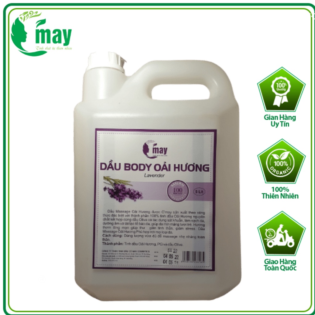 Dầu Massage Body Tinh Dầu Lavender 5 Lít Chiết Xuất 100% Thiên Nhiên Nên Rất An Toàn Cho Người Sử Dụng