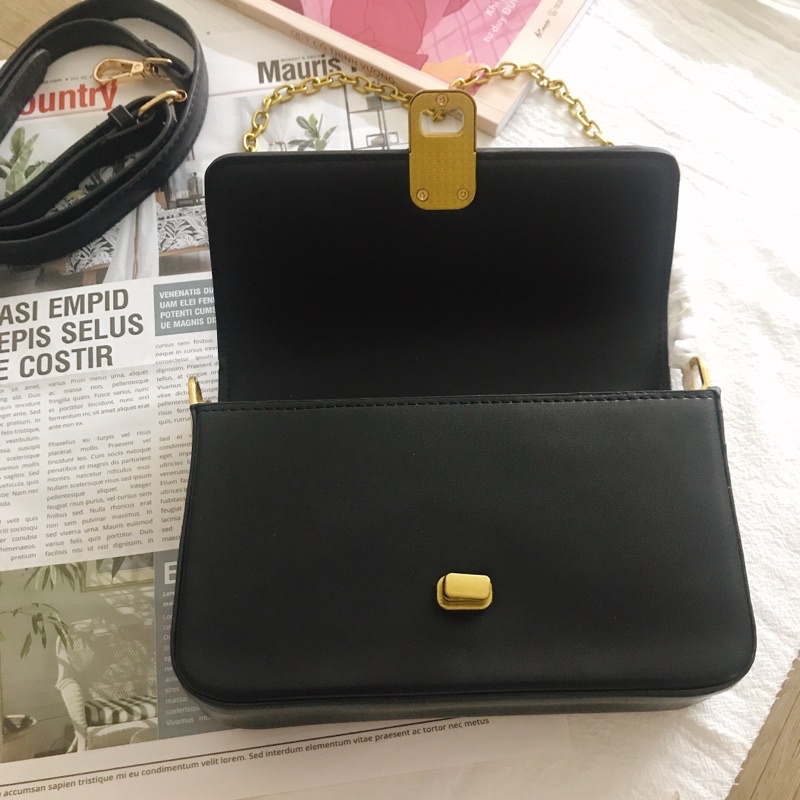 Túi kẹp nách đeo chéo nữ cnk size 22cm dây xích đồng khóa xoay thiết kế phím đàn