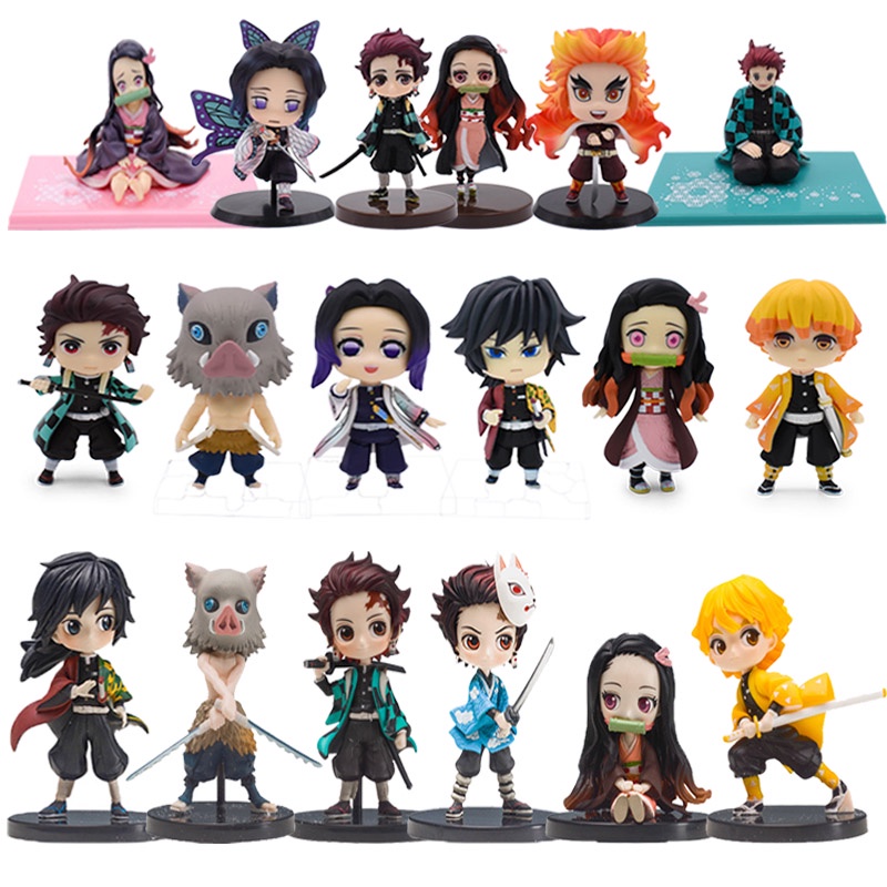 Bộ 6 Mô Hình Nhân Vật Kimetsu No Yaiba Trang Trí Bánh Kem