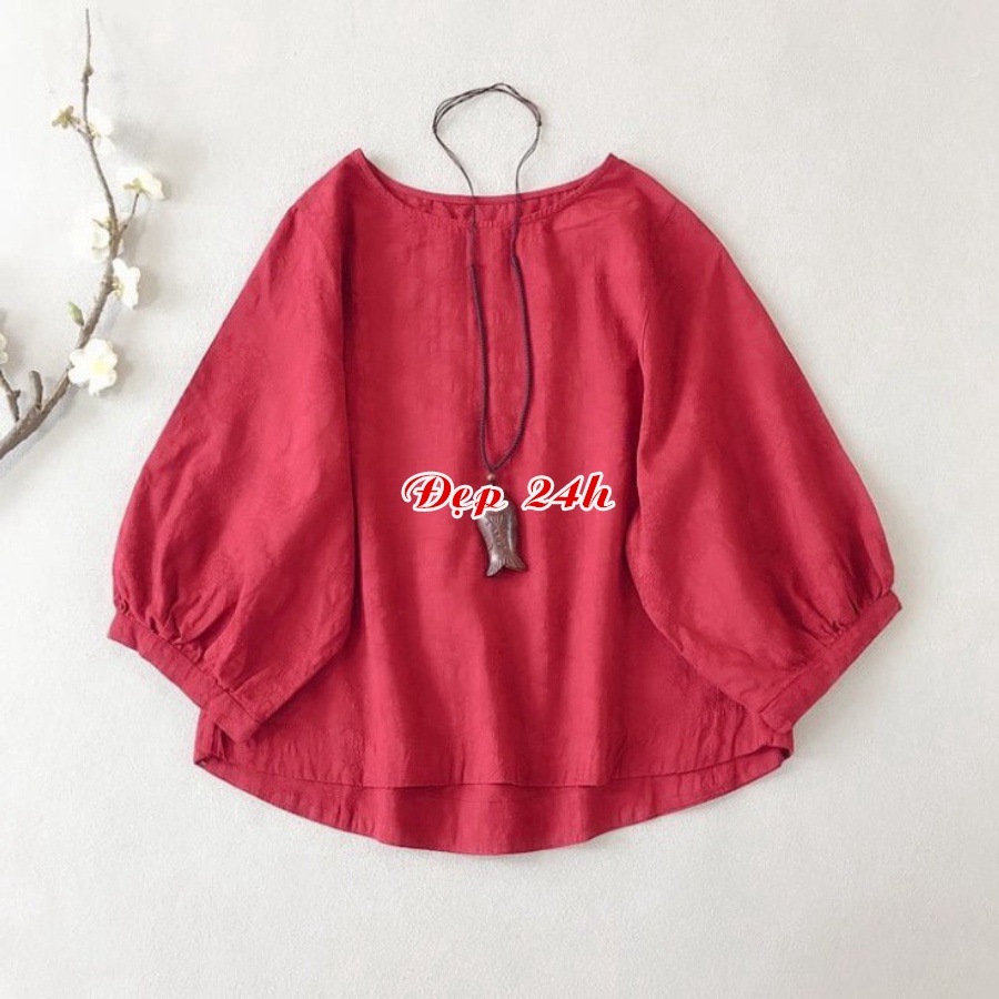 Áo cánh dơi nữ kiểu Hàn Quốc Đẹp 24 giờ chất liệu đũi tơ mềm thấm mồ hôi form 40kg đến 95kg vừa xinh H.46