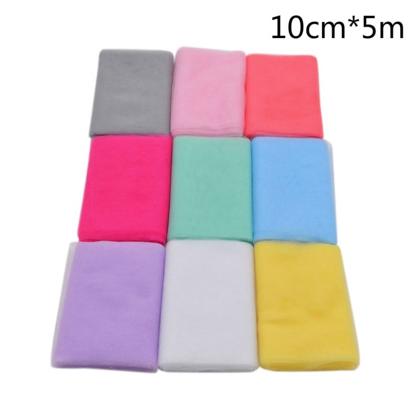 Cuộn Dây Ruy Băng Vải Tuyn Màu Trơn 10cm * 5m Làm Đồ Thủ Công Diy