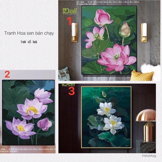 Tranh sơn dầu số hoá Hoa Sen đẹp nhất - Tranh căng sẵn khung chỉ cần tô màu theo số
