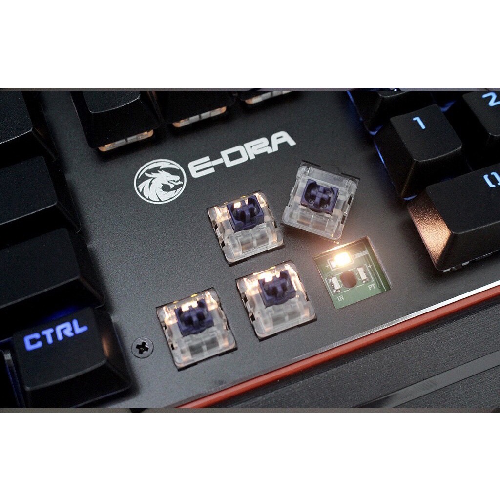 Bàn phím cơ⚡️𝑪𝒂𝒎 𝒌𝒆̂́𝒕 𝒄𝒉𝒊́𝒏𝒉 𝒉𝒂̃𝒏𝒈⚡️E-Dra EK300 có kê tay, hệ thống led đẹp, switch quang học gõ cực bền