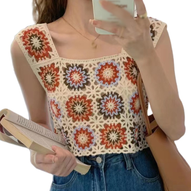 Áo Croptop Sát Nách Phong Cách Boho Pháp Thời Trang Cho Nữ
