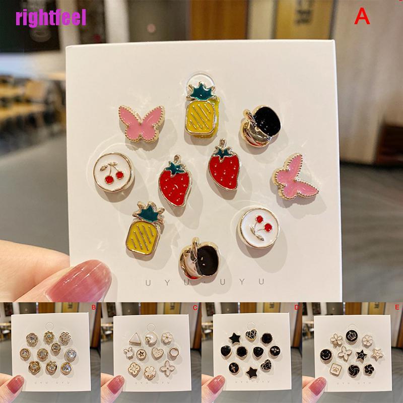 Rightfeel 10PC Shirt Brooch Buckle Pearl Button Neckline Pin Women Cufflinks Decoration