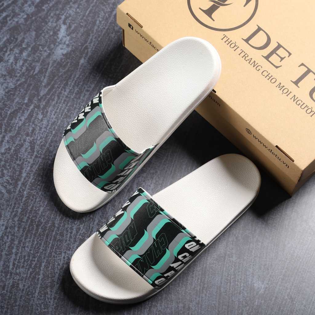 Dép Quai Ngang Unisex DETU DNT17 (Trắng/Xanh)