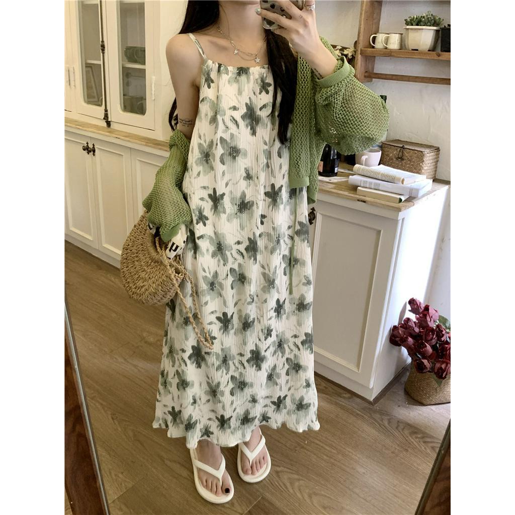 61809 Retro In Đầm Dây Dài / Áo Nịt Dài Tay