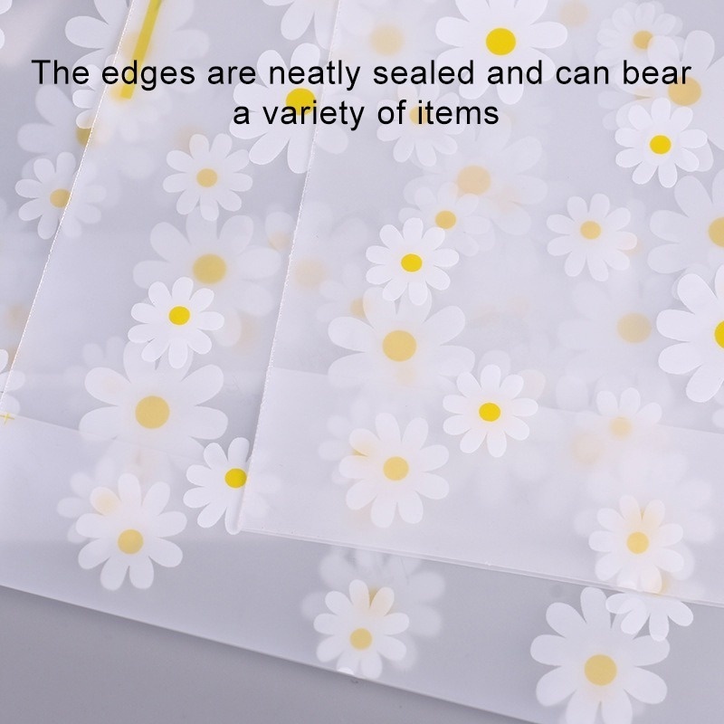 1 Túi Đựng Mỹ Phẩm Trong Suốt Chống Thấm Nước Có Dây Rút In Họa Tiết Hoa Cúc Xinh Xắn