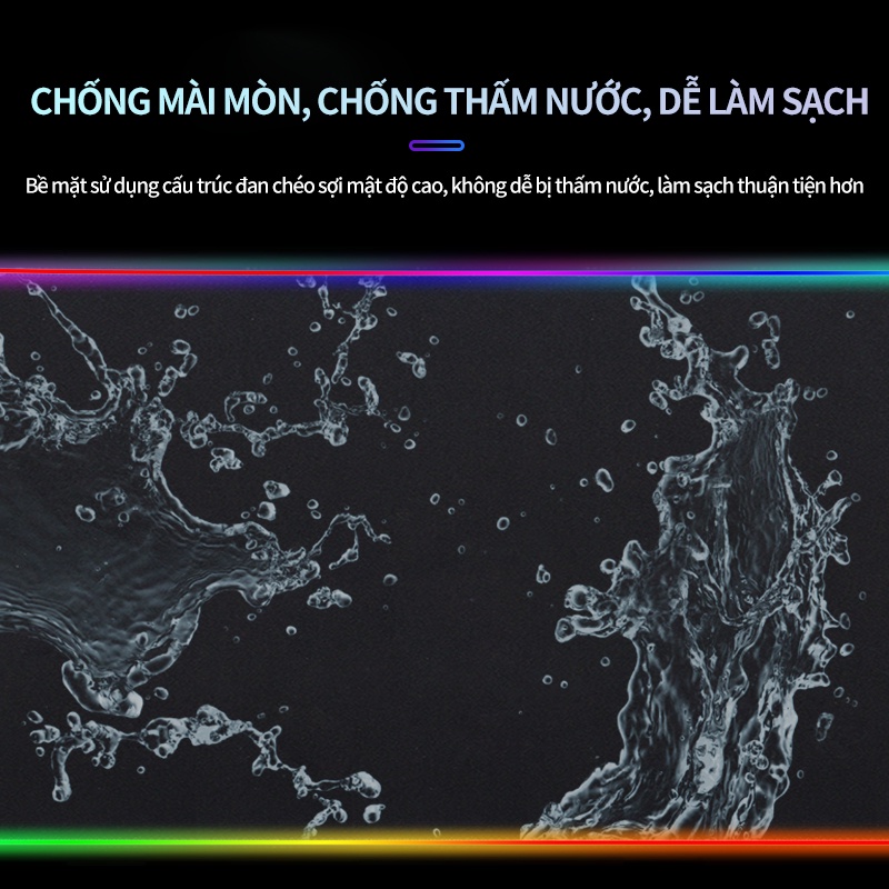 Miếng chuột LED RGB chống nước pad chuột chơi game cỡ lớn chống trượt siêu siêu đẹp.chu kỳ breathing đầy màu300*800*4mm