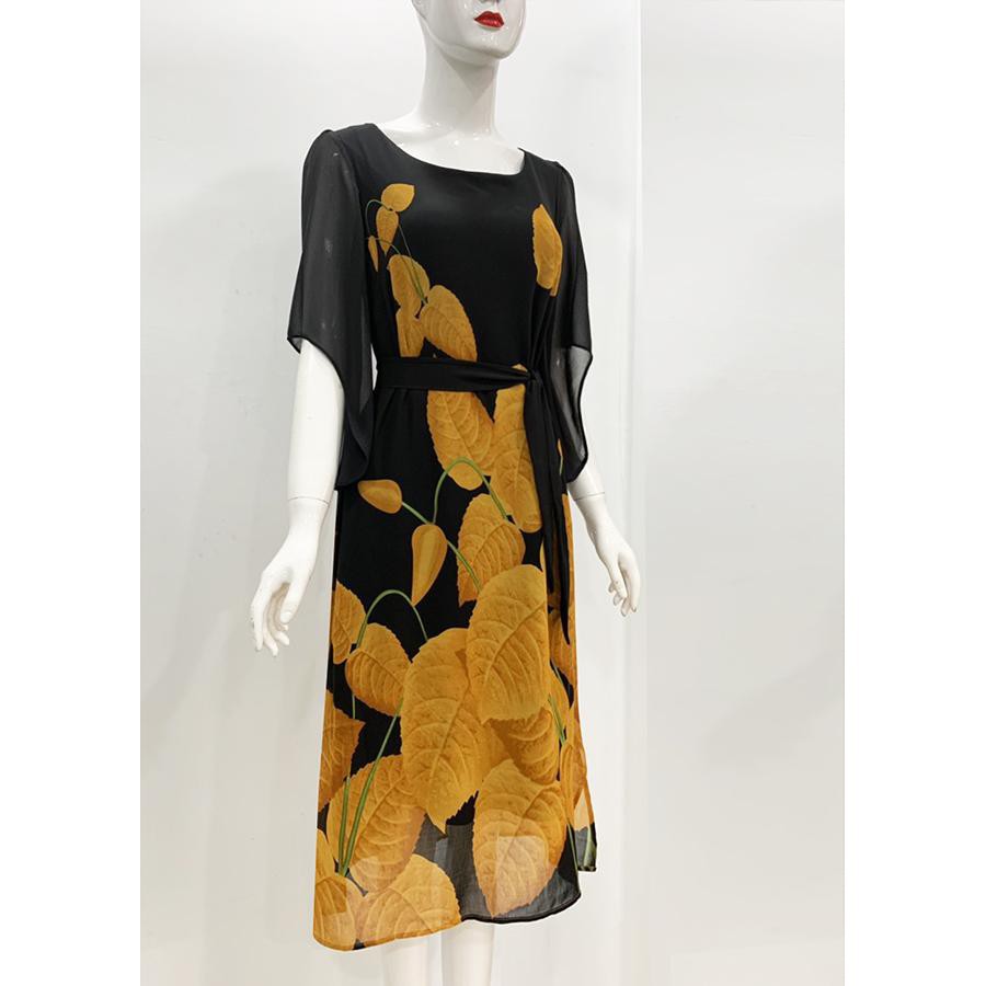 Đầm Suông Giấu Bụng Big Size, Kiểu Đầm Suông Voan In Hoa, Đầm Trung Niên tay Lỡ | Thời Trang Trung Niên Cao Cấp