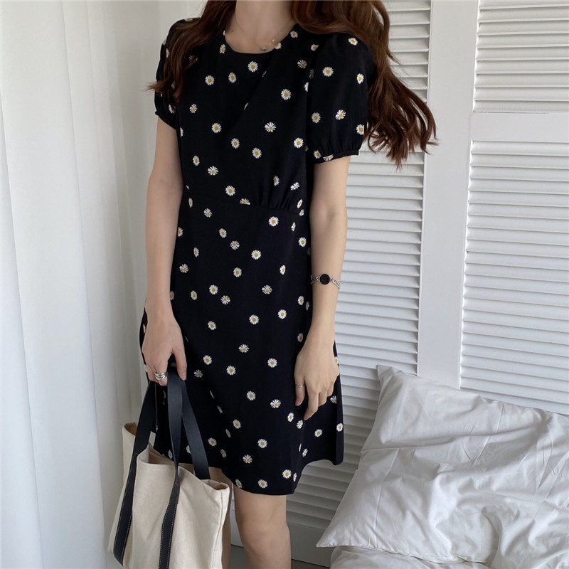 Váy hoa cúc Lưng Cao Thời Trang retro Pháp Thanh Lịch Cho Nữ