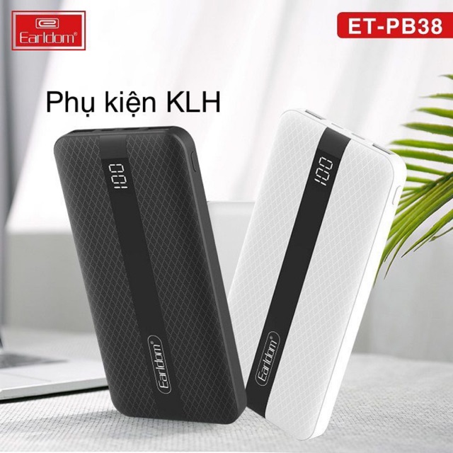 Sạc dự phòng EARLDOM  PB38, Pin tích điện dung lượng 10000 mAh, sạc đa năng di động KLH shop