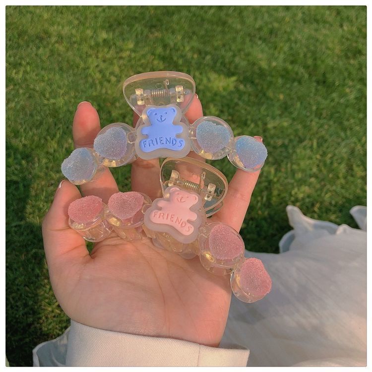 Jiashucheng Kẹp Gấu Gummy Gummy!Kẹp Tóc Hình Trái Tim / Cá Mập Hoạt Hình Màu Hồng Dễ Thương Cho Bé Gái