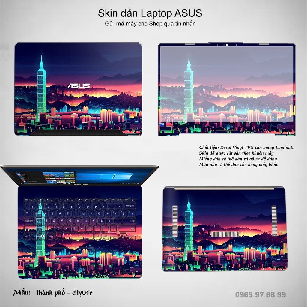 Skin dán Laptop Asus in hình thành phố nhiều mẫu 3 (inbox mã máy cho Shop)