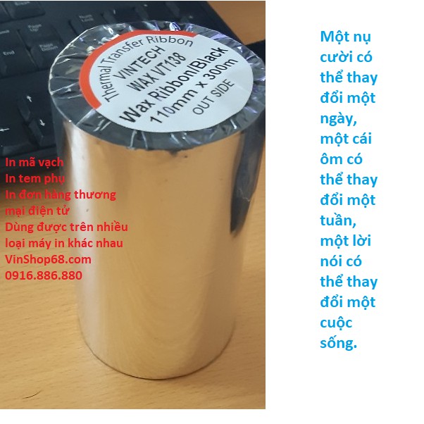 Mực in mã vạch/ Ribbon/ Ruy băng mực Vintech Wax VT138