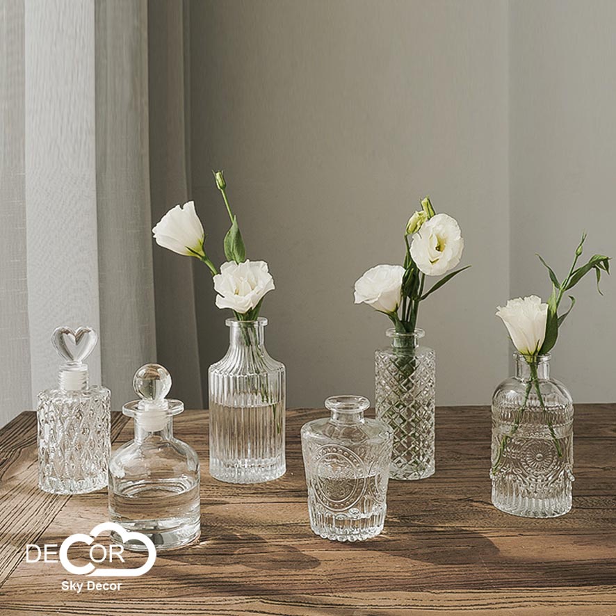 Lọ thủy tinh cắm hoa Sky Decor - Bình hoa pha lê phong cách Bắc Âu, bình decor, vintage