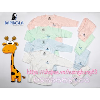 Bộ cài lệch vải sồi cho bé từ sơ sinh đến 8-9 tháng BAMBOLA