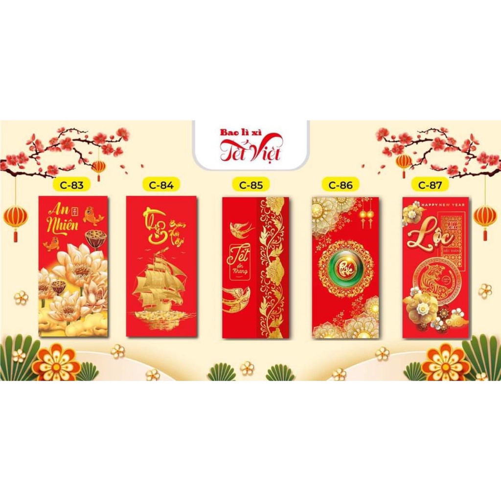 Combo 50 bao lì xì đẹp, lì xì tết 2023 giấy C150 cao cấp