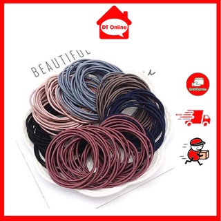 Set 100 dây buộc tóc kèm túi zip nhiều màu