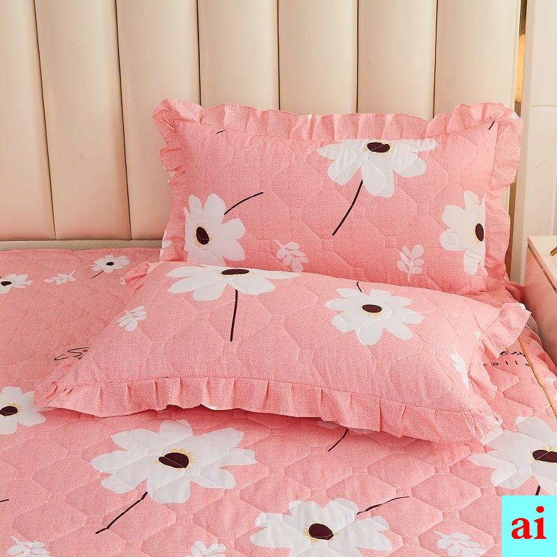 Cặp Vỏ Gối Đơn Dày Bằng Cotton Phối Ren Có Khóa Kéo