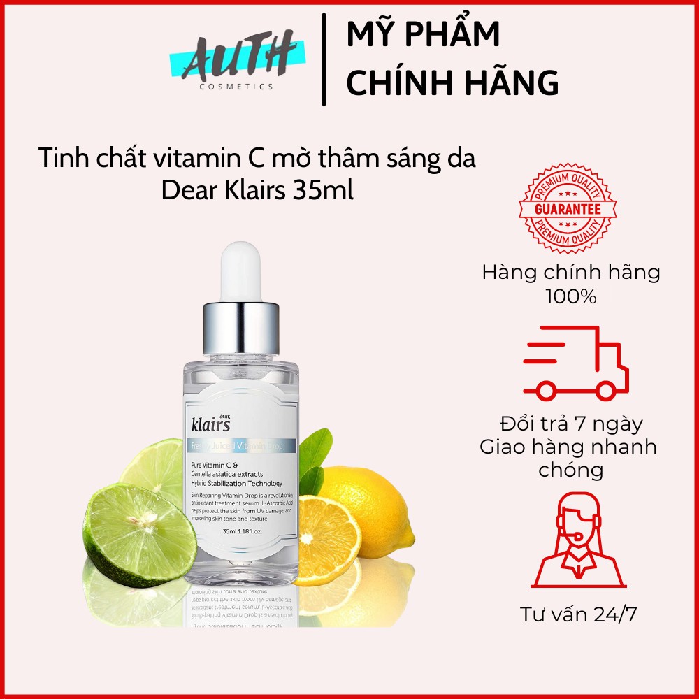 Serum Klairs, Tinh chất serum vitamin C Klairs Freshly Juiced Vitamin Drop Serum 35ml  mờ thâm mụn, dưỡng  trắng da