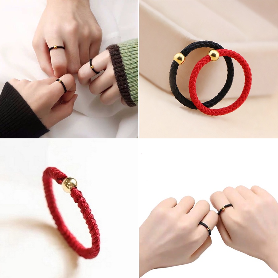 Nhẫn BELLA-BEE vải bện đính hạt phong cách Hàn Quốc may mắn xinh xắn dành cho nữ