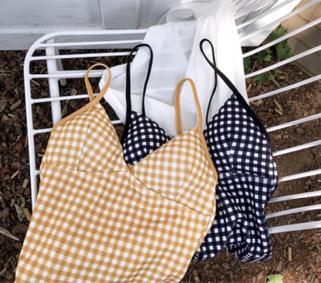 Order 12ngay (Hình thật) - Bikini 1 mảnh caro retro | BigBuy360 - bigbuy360.vn