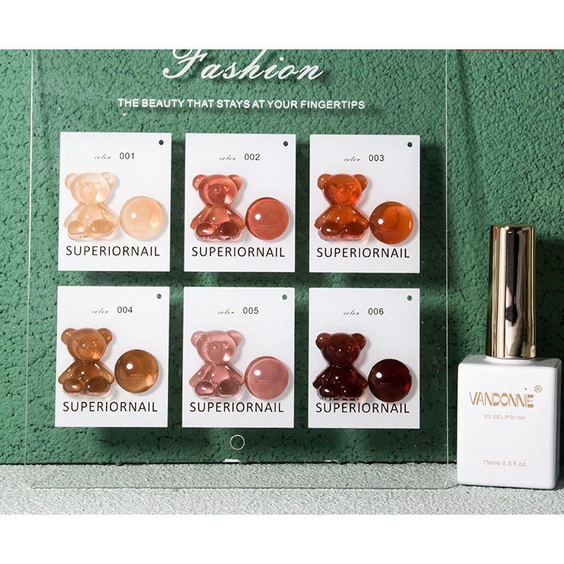 Set sơn gel thạch 6 màu Vandonnie chính hãng 15ml + tặng kèm bảng màu