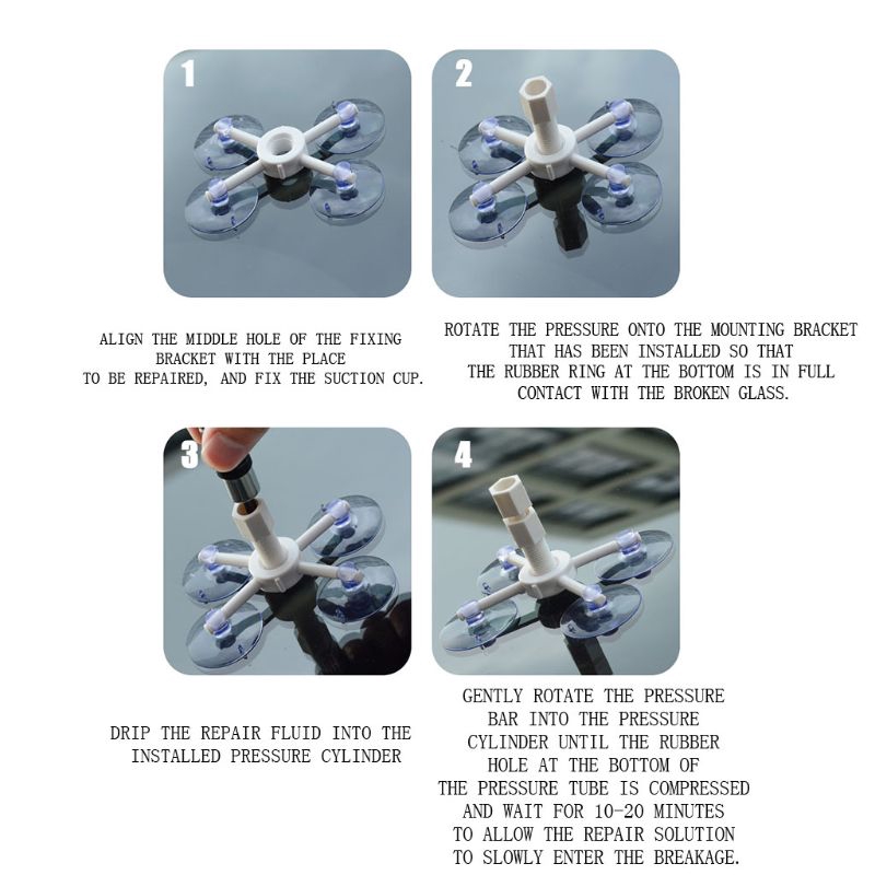 ✿CRE Windshield Repair Kit Quick Fix DIY Car Wind Glass Bullseye Rock Chip Crack Star