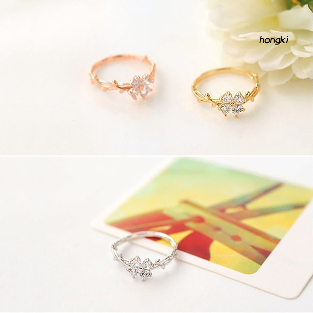 Nhẫn hình hoa đính đá zircon lấp lánh cho nữ