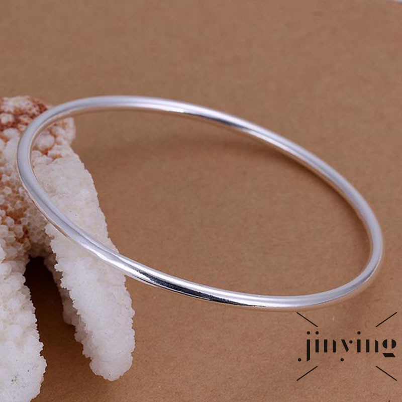 GETNOIVAS Vòng đeo tay tròn mạ bạc 925 thời trang dành cho nam và nữ 3mm