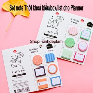 Set note Thời khoá biểu/box/list cho sổ planner sổ kế hoạch