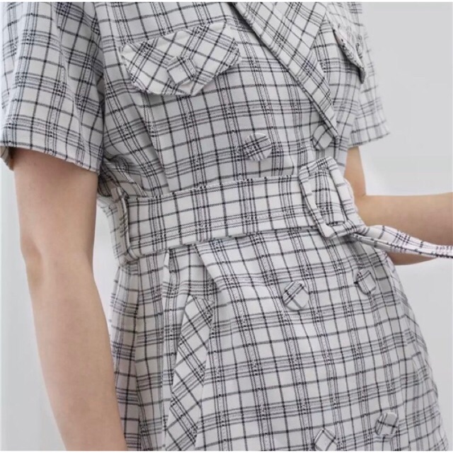 Đầm cổ vest caro thanh lịch/Hàng thiết kế | BigBuy360 - bigbuy360.vn