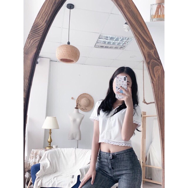 [CÓ ẢNH THẬT] Áo croptop bung cúc freesize
