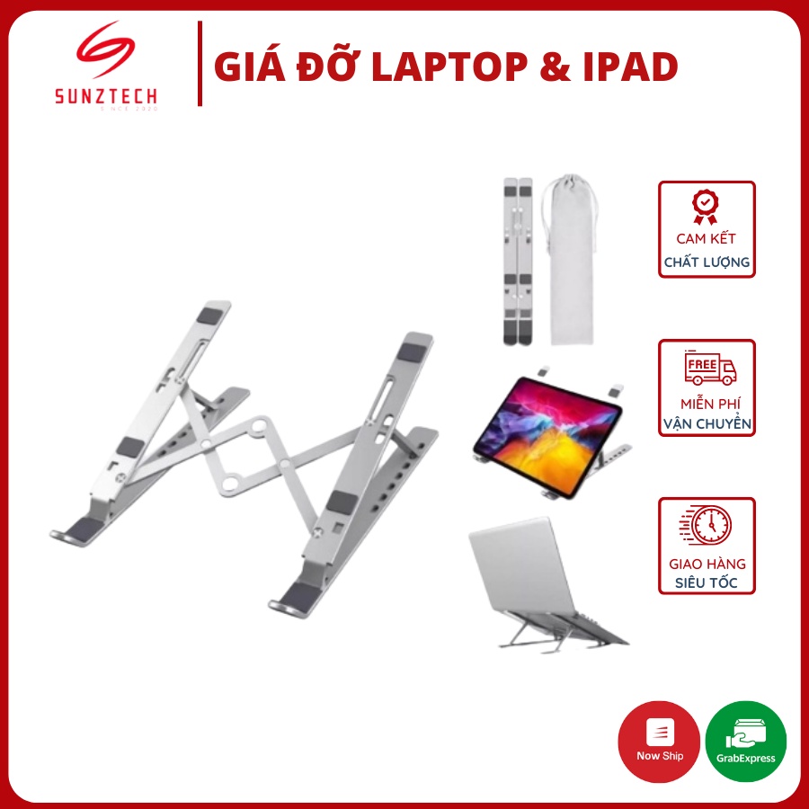 Giá đỡ laptop nhôm CAO CẤP - 2 CHỐT, kệ đỡ máy tính bảng, macbook, ipad tản nhiệt, gấp gọn tiện , chịu lực siêu tốt