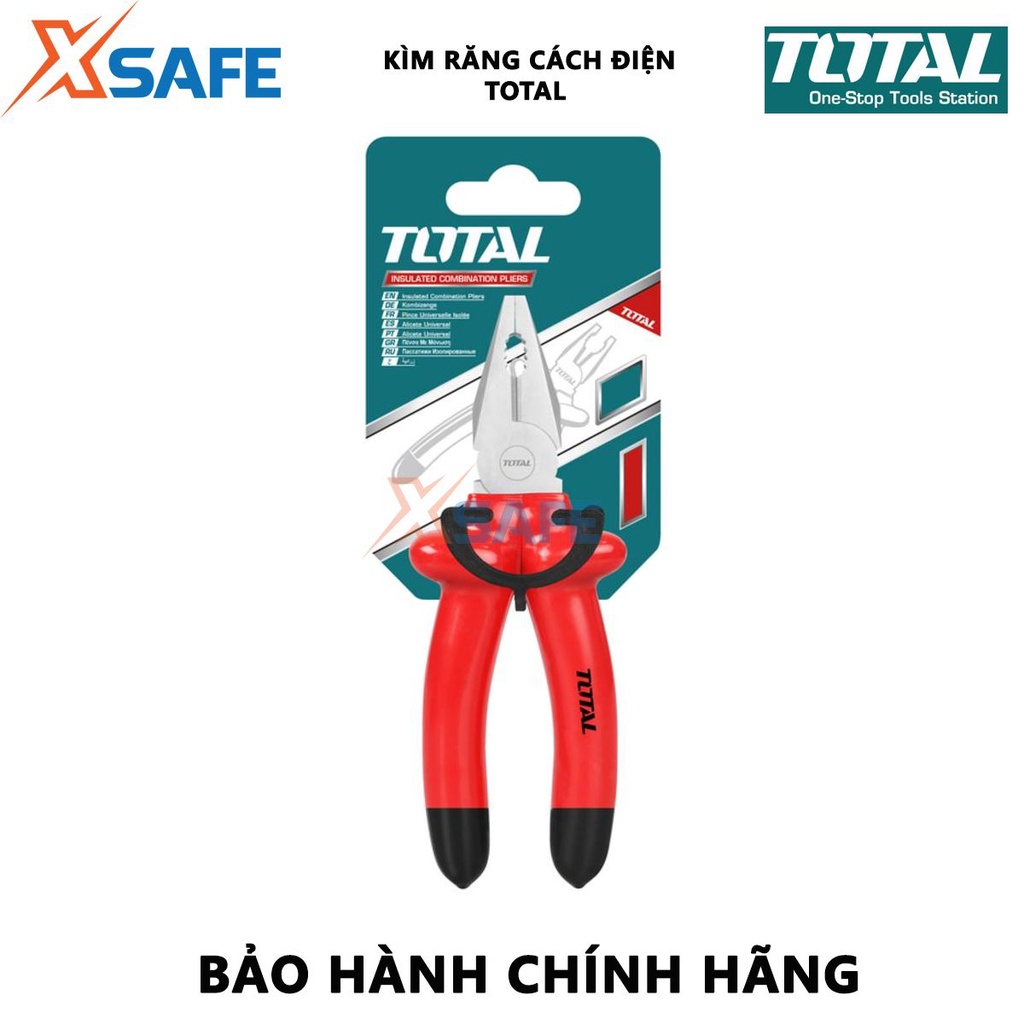 Kềm răng cách điện TOTAL Kìm cách điện kích thước 7-8 inch, kiểm tra 10000V, thép hợp kim cao cấp, bền bỉ - [XSAFE]