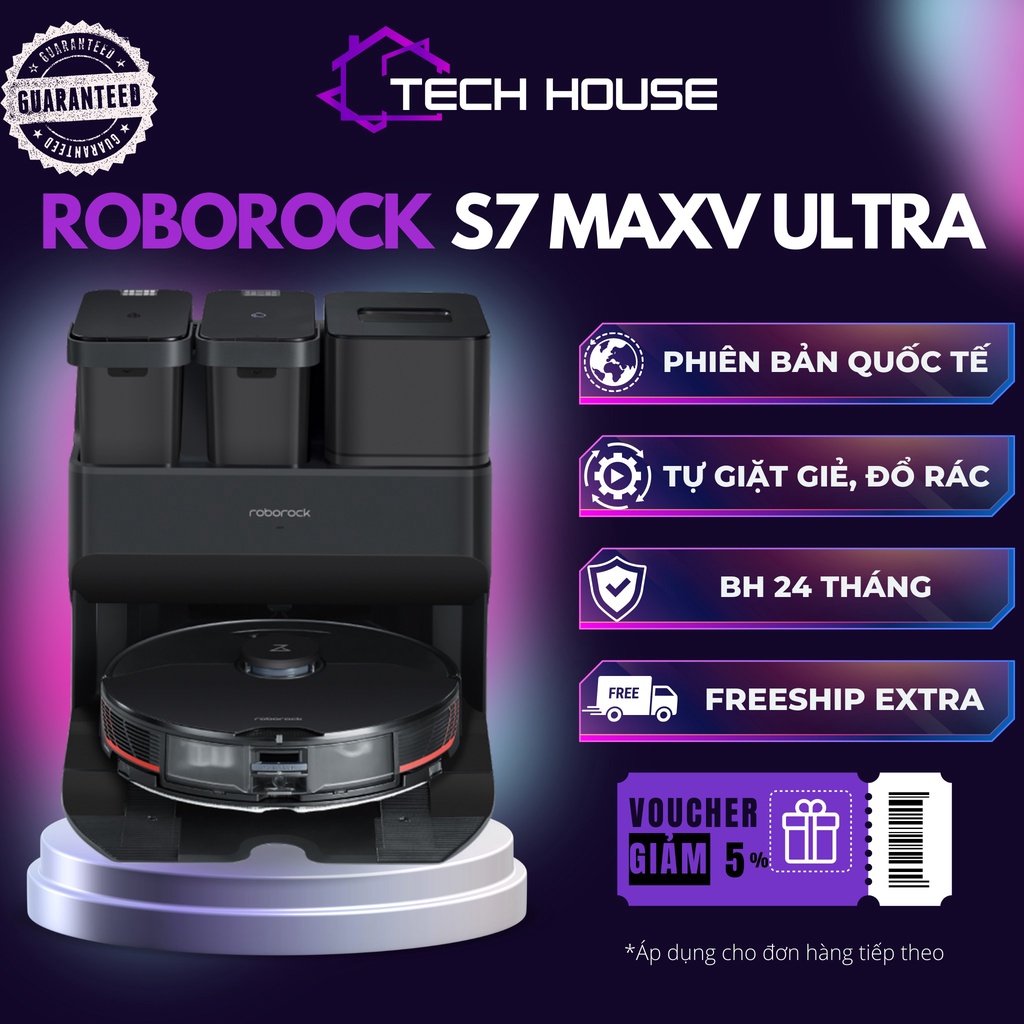 Robot Hút Bụi Lau Nhà Roborock S7 Maxv Ultra - Bản Quốc Tế , Bảo hành 24 tháng