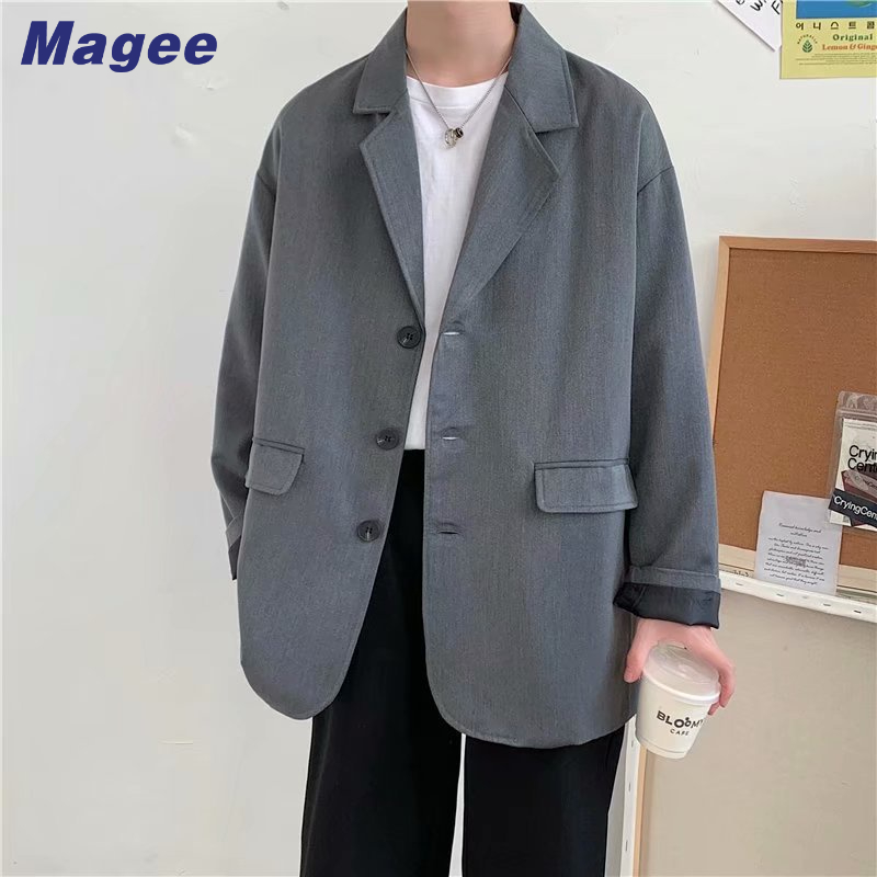 Magee Ruffian Áo Khoác Nam Dáng Rộng Phong Cách Đường Phố Hàn Quốc Thời Trang Xuân Thu