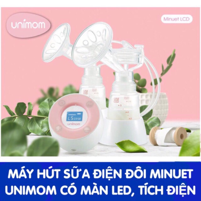 Máy hút sữa điện đôi Minuet màn hình LCD - Tặng bộ 20 Túi trữ sữa unimom - BH 12 tháng chính hãng