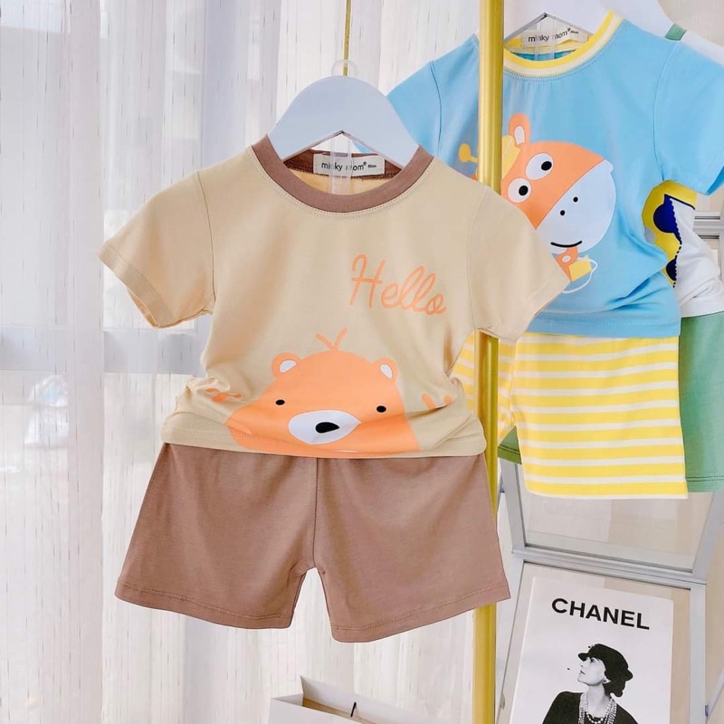 Đồ Bộ Bé Trai, Bé Gái Minky Mom Vải Thun Lạnh  In  Họa Tiết Nhỏ Dễ Thương, Bộ Cộc Tay Cho Bé Mặc Nhà Mùa Hè