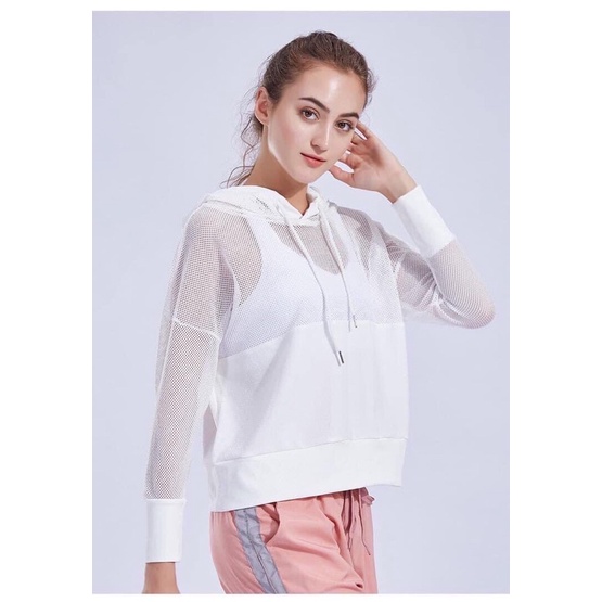 Áo khoác lưới có nón form che bụng