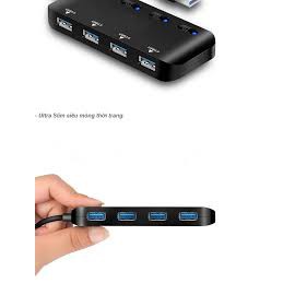 Hub chia usb 3.0 Ultra Slim có công tắc (4 cổng) - Bộ chia cổng USB 1 ra 4