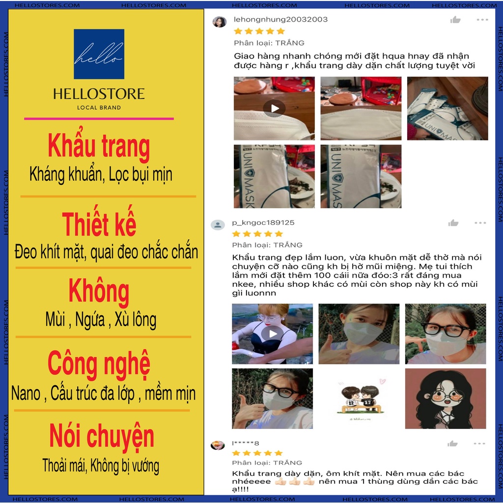 Khẩu trang 4 lớp KF94 Unimask, Khẩu trang 4D KF94 Hàn Quốc | BigBuy360 - bigbuy360.vn