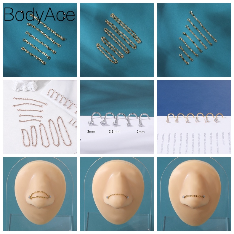 Set 10-16 Khuyên Mũi Bằng Thép Không Gỉ Cá Tính